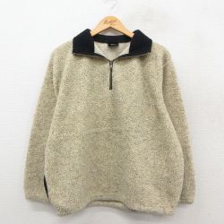 L★古着 長袖 ハーフジップ フリース ジャケット メンズ 90年代 90s ベージュ カーキ 25oct11 中古 アウター