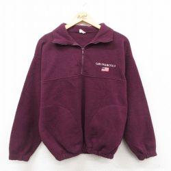 S★古着 長袖 ハーフジップ フリース ジャケット メンズ 90年代 90s サンフランシスコ USA製 エンジ 25oct11 中古 アウター