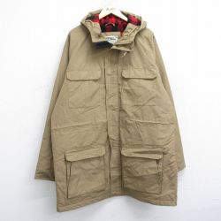 XL★古着 エルエルビーン LLBEAN 長袖 マウンテン ジャケット パーカー メンズ 00年代 00s ラグラン ロング丈 ベージュ カーキ 内側ウール 25oct21 中古 アウター