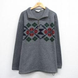 【50%OFF】エディーバウアー 00s ハーフジップフリースジャケット 雪柄 グレー XL | 古着