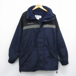 XL★古着 コロンビア COLUMBIA 長袖 ナイロン マウンテン ジャケット メンズ 00年代 00s ワンポイントロゴ 紺他 ネイビー 内側フリース 25oct24 中古 アウター