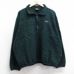 XL★古着 エルエルビーン LLBEAN 長袖 ハーフジップ フリース ジャケット メンズ 90年代 90s 大きいサイズ USA製 緑 グリーン 25oct28 中古 アウター