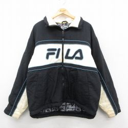 【50%OFF】フィラ 90s ナイロンジャケット ビッグロゴ ブラック XL | 古着