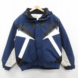 XL★古着 セントジョンズベイ 長袖 ナイロン ダウン ジャケット パーカー メンズ 00年代 00s 紺他 ネイビー 25oct27 中古 アウター