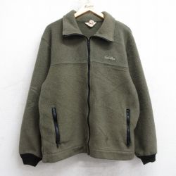 L★古着 カベラス 長袖 フリース ジャケット メンズ 80年代 80s ワンポイントロゴ カナダ製 濃緑 25nov13