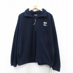 XL★古着 長袖 ハーフジップ フリース ジャケット メンズ 90年代 90s　Blue Cross USA製 紺 25nov14