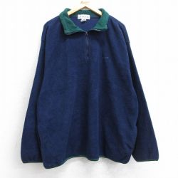 XL★古着 長袖 ハーフジップ フリース ジャケット メンズ 90年代 90s EAGLE 大きいサイズ 紺 25nov15