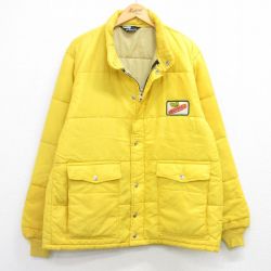 XL★古着 長袖 ナイロン ジャケット メンズ 80年代 80s DEKALB 黄 25nov15