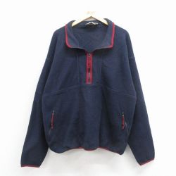 XL★古着 EMS 長袖 ハーフジップ フリース ジャケット メンズ 90年代 90s 大きいサイズ USA製 濃紺【spe】 25nov19