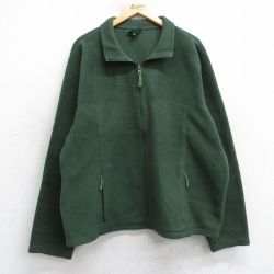 L★古着 エルエルビーン 長袖 フリース ジャケット メンズ 00年代 00s ワンポイントロゴ 緑 25nov20