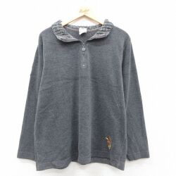 L★古着 長袖 ハーフジップ フリース ジャケット メンズ 00年代 00s ディズニー くまのプーさん グレー 25nov21