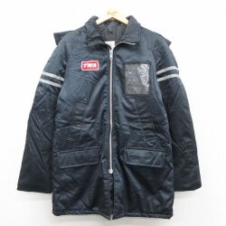 M★古着 長袖 ジャケット パーカー メンズ 80年代 80s TWA 刺繍 ラグラン ロング丈 紺系他 内側キルティング【spe】 25nov21