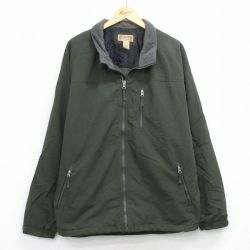 XL★古着 DULUTH 長袖 ナイロン ジャケット メンズ 襟フリース 大きいサイズ 濃緑 内側フリース 25nov29