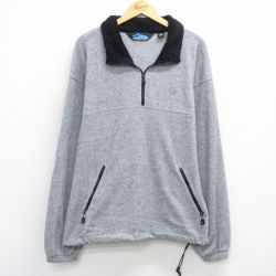 XL★古着 長袖 ハーフジップ フリース ジャケット メンズ 90年代 90s ups グレー 25nov29