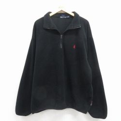 XL★古着 ノーティカ 長袖 ブランド ハーフジップ フリース ジャケット メンズ 90年代 90s ワンポイントロゴ USA製 黒 25dec01
