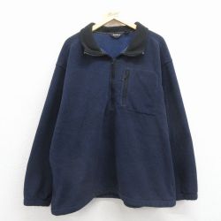 XL★古着 エディーバウアー 長袖 ハーフジップ フリース ジャケット メンズ 大きいサイズ 紺 25dec01