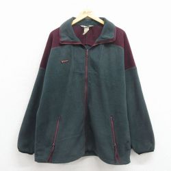 L★古着 コロンビア 長袖 フリース ジャケット メンズ 90年代 90s ワンポイントロゴ ツートンカラー 緑 25dec01