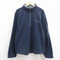 XL★古着 オールドネイビー OLD NAVY 長袖 ハーフジップ フリース ジャケット メンズ 00年代 00s ワンポイントロゴ 紺 25dec02