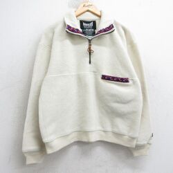 M★古着 長袖 ハーフジップ フリース ジャケット メンズ 90年代 90s ポーラテック USA製 白 25dec05