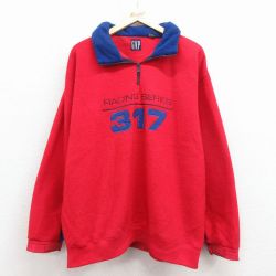XL★古着 ギャップ GAP 長袖 ハーフジップ フリース ジャケット メンズ 90年代 90s レーシング 赤他【spe】 25dec08