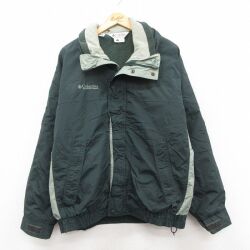 XL★古着 コロンビア 長袖 ナイロン マウンテン ジャケット メンズ 00年代 00s ワンポイントロゴ 大きいサイズ 濃緑 内側フリース 25dec09