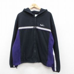 XL★古着 長袖 フリース ジャケット パーカー メンズ FedEx リフレクター 大きいサイズ 黒他 25dec11
