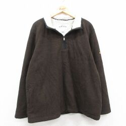 XL★古着 オービス 長袖 ハーフジップ フリース ジャケット メンズ 茶 内側ボア 25dec13