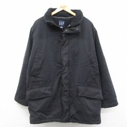 L★古着 ギャップ GAP 長袖 ジャケット メンズ 00年代 00s ロング丈 黒 内側フリース 25dec13