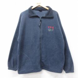 M★古着 長袖 フリース ジャケット メンズ 90年代 90s オリンピック USA製 紺 25dec13