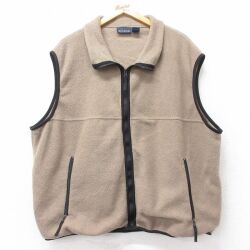 XL★古着 ベーシックエディションズ フリース ベスト メンズ 90年代 90s 大きいサイズ ベージュ他 25dec13