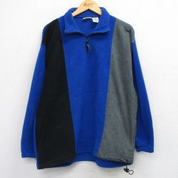 L★古着 ジャージーズ 長袖 ハーフジップ フリース ジャケット メンズ 00年代 00s マルチカラー 青他 25dec20