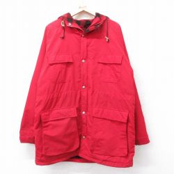 L★古着 エルエルビーン 長袖 ナイロン ジャケット マウンテン パーカー メンズ 80年代 80s BAXTER STATE PARKA ロング丈 USA製 赤 内側ウール 25dec18