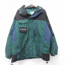 XL★古着 コロンビア 長袖 ナイロン ジャケット パーカー メンズ 00年代 00s ワンポイントロゴ 緑他 25dec18