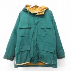 M★古着 モンゴメリーワード 長袖 ダウン ジャケット マウンテン パーカー メンズ 80年代 80s ラグラン 緑 25dec18