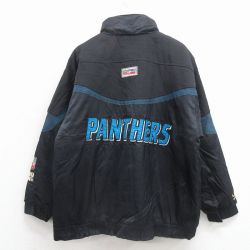 XL★古着 長袖 ナイロン ジャケット メンズ 00年代 00s NFL カロライナパンサーズ 刺繍 黒 アメフト スーパーボウル 25dec24