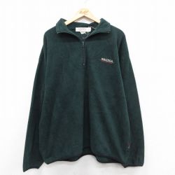 XL★古着 ノーティカ 長袖 ブランド ハーフジップ フリース ジャケット メンズ 90年代 90s ワンポイントロゴ 緑 26jan10