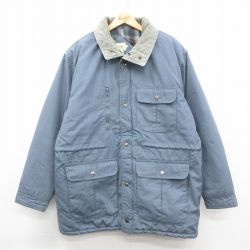 L★古着 セントジョンズベイ 長袖 ジャケット メンズ 90年代 90s 襟コーデュロイ ロング丈 薄紺 内側フランネル 26jan14
