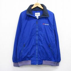 XL★古着 Wear Guard 長袖 ナイロン ジャケット メンズ 00年代 00s ARAMARK ラグラン 青他 内側フリース 26jan14
