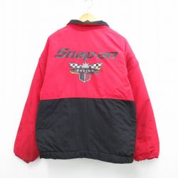 XL★古着 スイングスター 長袖 ナイロン ジャケット メンズ 90年代 90s スナップオン 大きいサイズ USA製 赤他 内側キルティング【spe】 26jan14