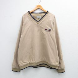 L★古着 長袖 ジャケット メンズ MACKINAC ラグラン Vネック ベージュ 内側フリース 26jan14