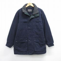 XL★古着 長袖 ジャケット メンズ 90年代 90s ロング丈 濃紺 26jan19