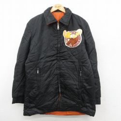 L★古着 長袖 ナイロン キルティング ジャケット メンズ 80年代 80s シカ 黒 26jan19