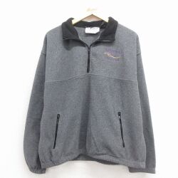 M★古着 長袖 ハーフジップ フリース ジャケット メンズ 90年代 90s WAUCONDA USA製 グレー 26jan23