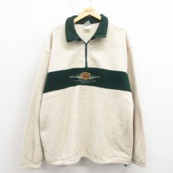 【20%OFF】モンタナ 90s ハーフジップフリースジャケット 刺繍 ベージュ XL | 古着