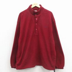 L★古着 IZOD 長袖 フリース ジャケット メンズ 90年代 90s ワンポイントロゴ エンジ 26jan24