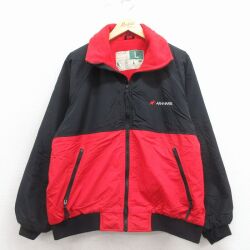L★古着 Wear Guard 長袖 ナイロン ジャケット メンズ 00年代 00s ARAMARK ツートンカラー 黒他 内側フリース 26jan24