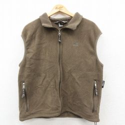 L★古着 EMS フリース ベスト メンズ 90年代 90s ワンポイントロゴ ポーラテック USA製 茶【spe】 26jan26
