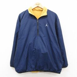 L★古着 長袖 ハーフジップ ナイロン ジャケット メンズ マイケルジョーダン エアジョーダン リバーシブル 紺 内側フリース【spe】 26feb12