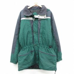 XL★古着 エルエルビーン 長袖 ナイロン ジャケット メンズ 90年代 90s 大きいサイズ ロング丈 緑他 26feb12