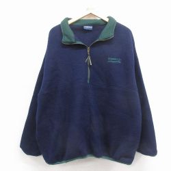 XL★古着 ホロウェイ 長袖 ハーフジップ フリース ジャケット メンズ 90年代 90s Bayer 大きいサイズ USA製 紺 26feb16